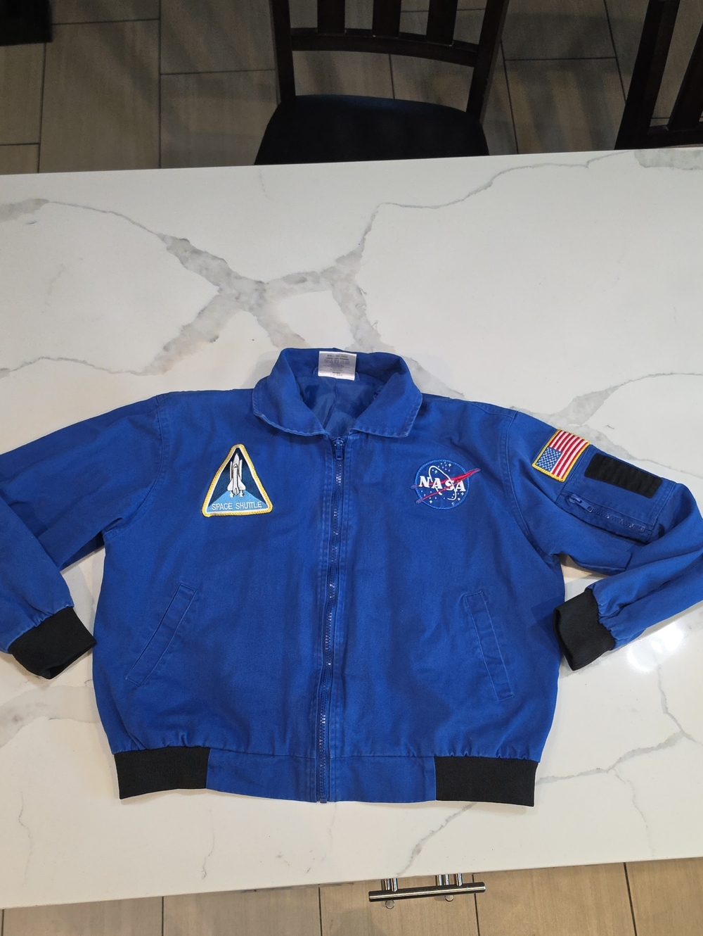 Roma Blue Kids Puffer Jacket with NASA & USA Flag Patches